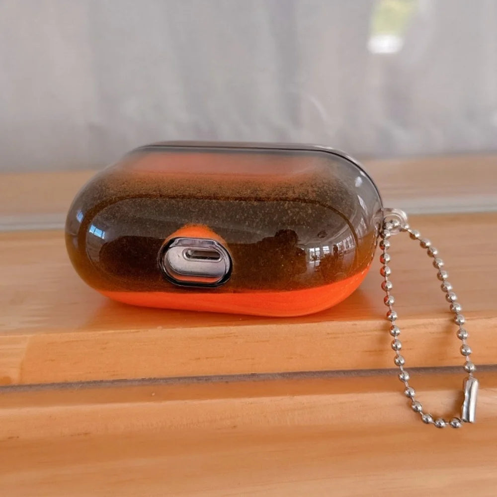 Funda para auriculares airpods 4, 3, 2, 1 y AirPods Pro 3 y 2. 
 con efecto arena movediza brillante en la oscuridad  y oscura.