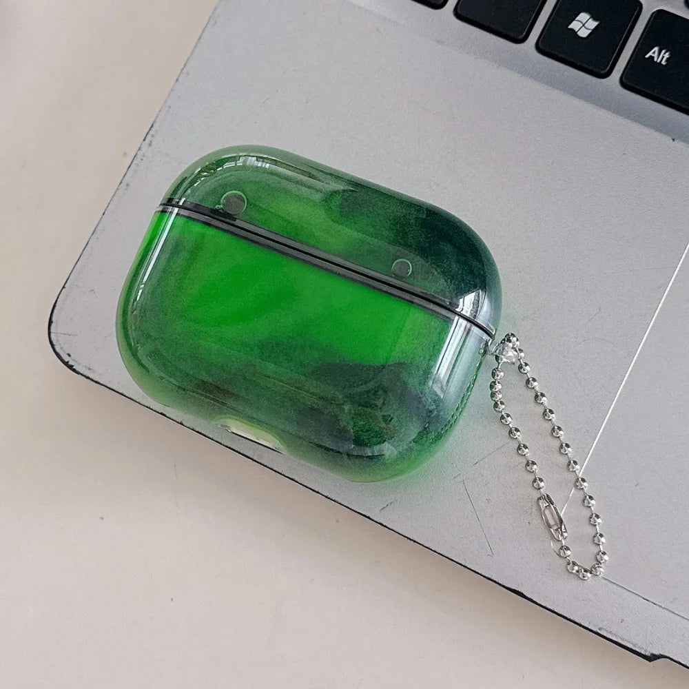 Funda para auriculares airpods 4, 3, 2, 1 y AirPods Pro 3 y 2. 
 con efecto arena movediza brillante en la oscuridad  y oscura.