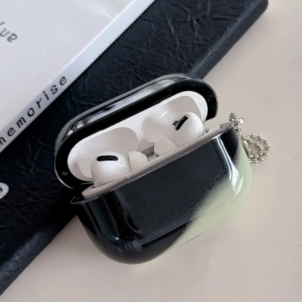 Funda para auriculares airpods 4, 3, 2, 1 y AirPods Pro 3 y 2. 
 con efecto arena movediza brillante en la oscuridad  y oscura.
