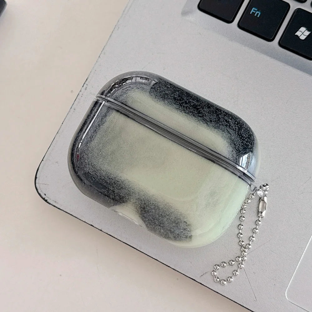 Funda para auriculares airpods 4, 3, 2, 1 y AirPods Pro 3 y 2. 
 con efecto arena movediza brillante en la oscuridad  y oscura.